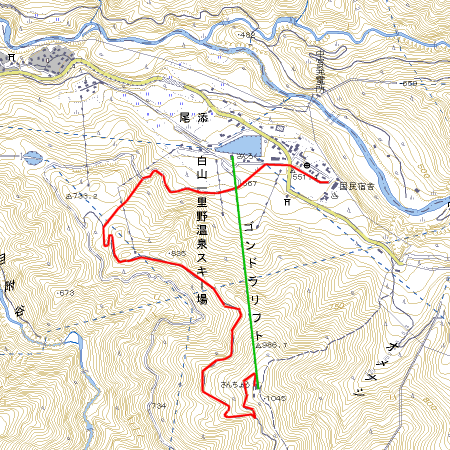 一里野ハイキングコースの地図