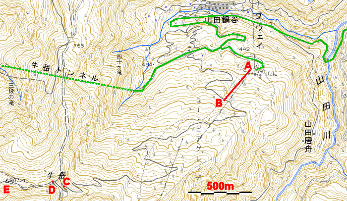 牛岳登山地図