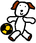 サッカーする犬